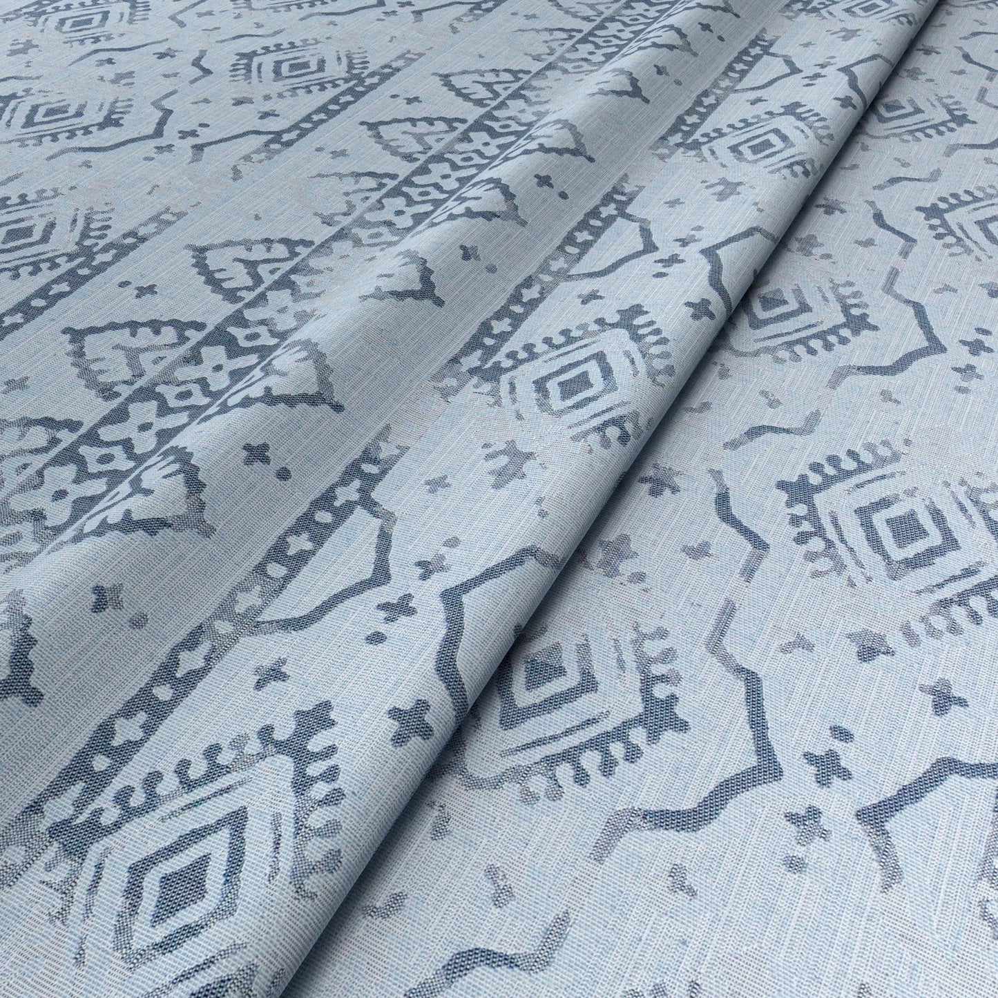 Diamond Border Stripe Blue Fabric