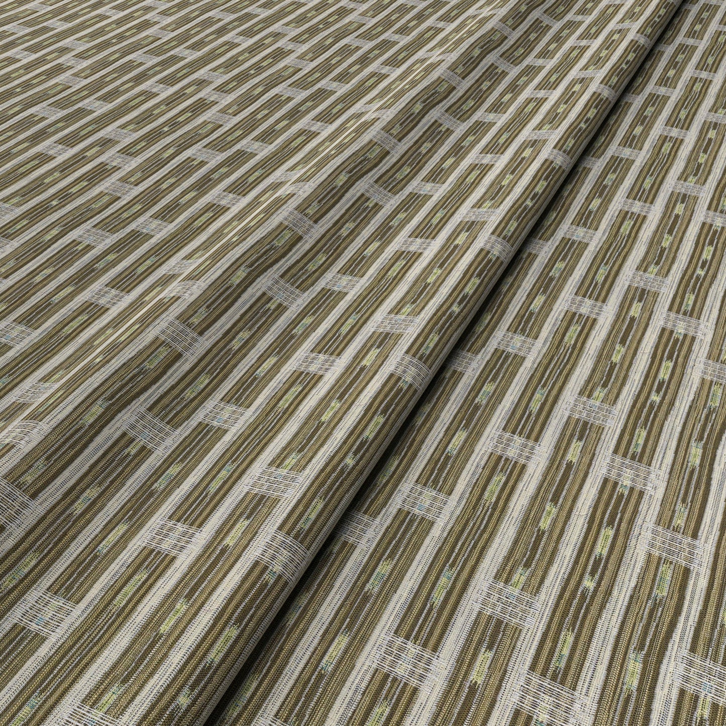 Inca Vertical Stripe Olive/Brown Fabric