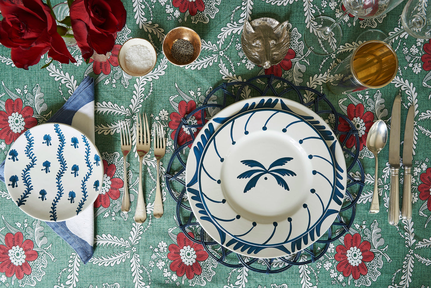 Blue Palm Tree Ceramic Small Plate