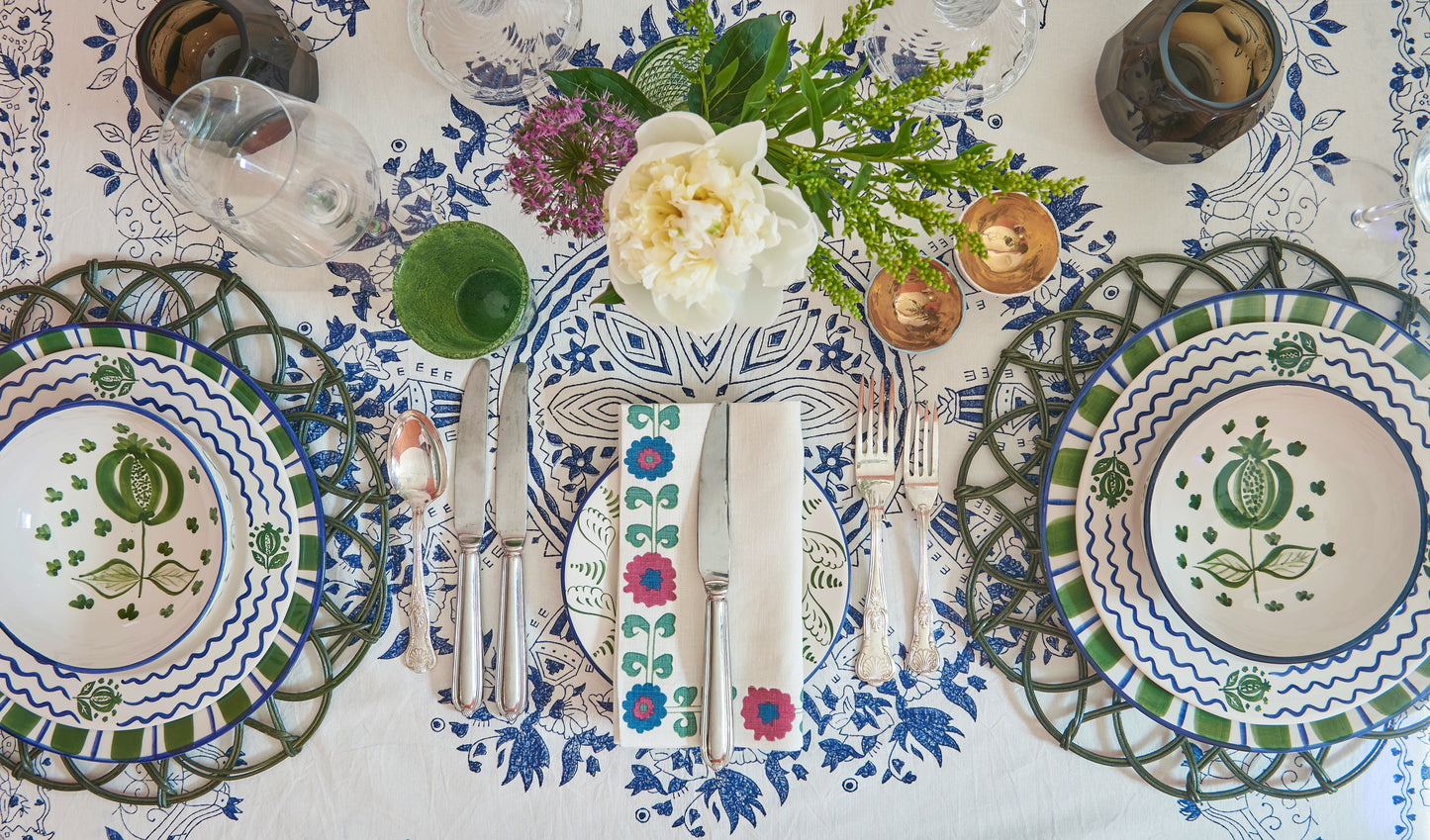 Simla Border Pink and Green Napkins - Set of 4