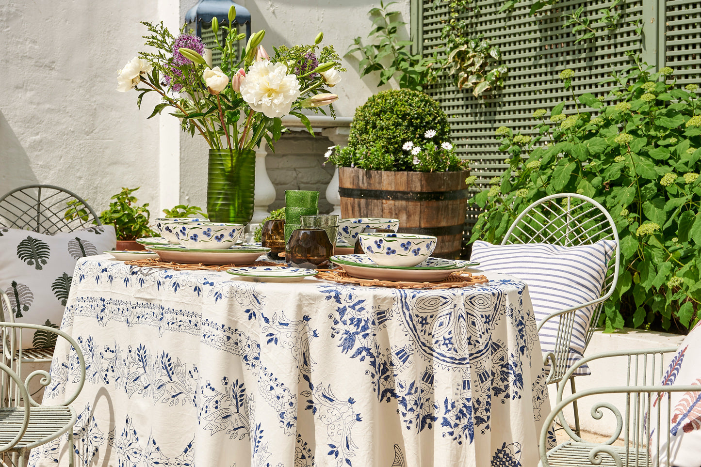 Blue and Green Chintamani Ceramic Pudding Bowl