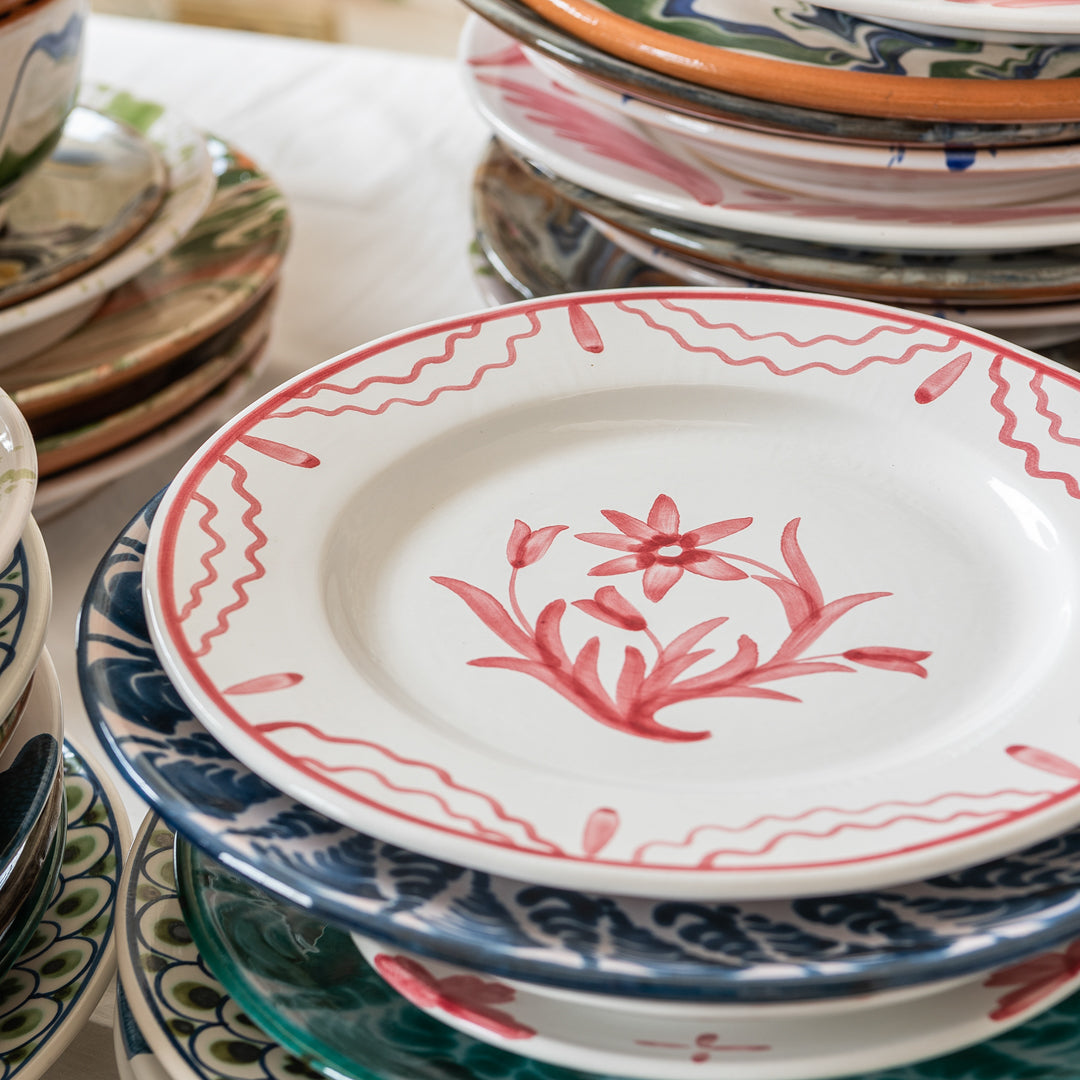 Pink Summer Flower Ceramic Medium Plate