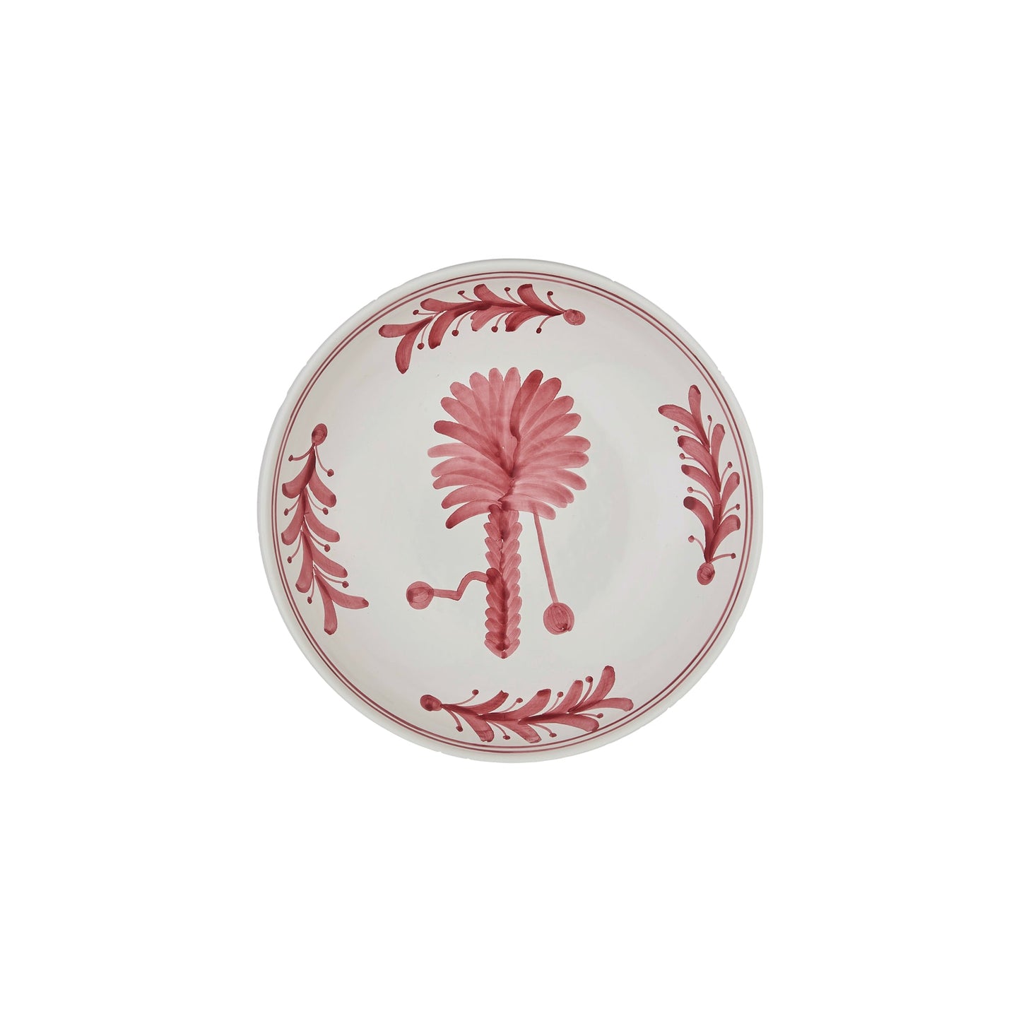 Pink Palm Tree Ceramic Shallow Bowl