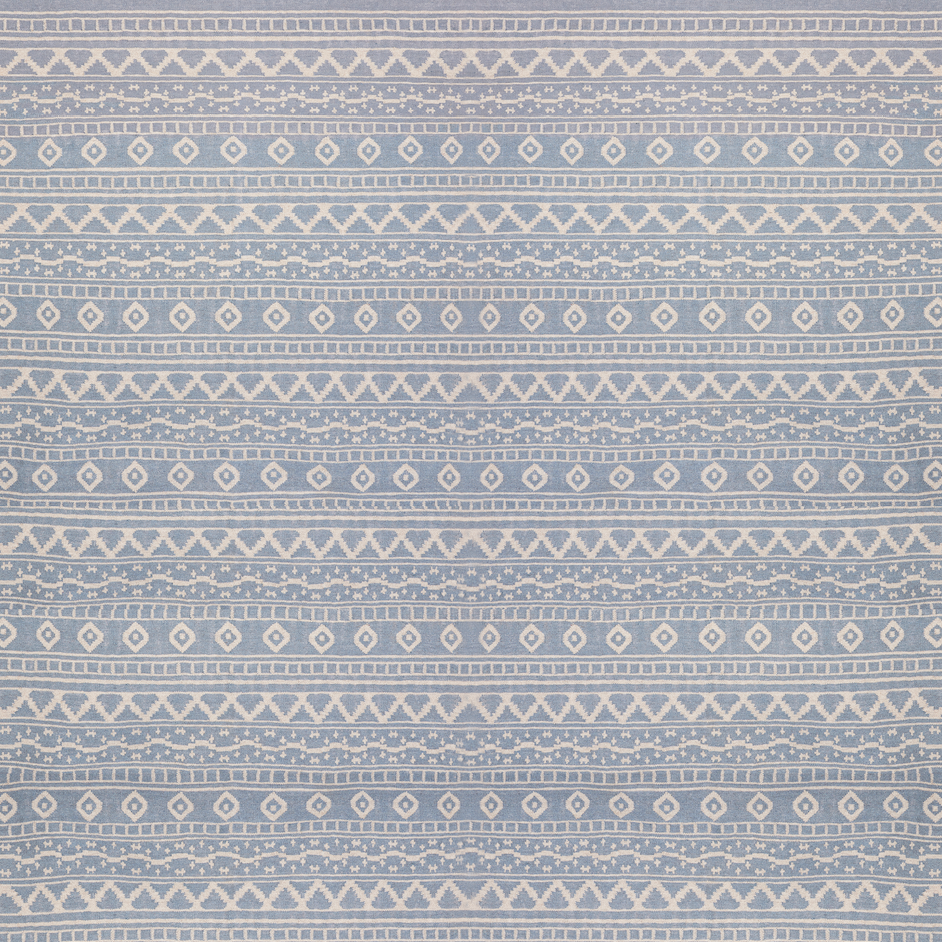 White On Blue Azteca Rug