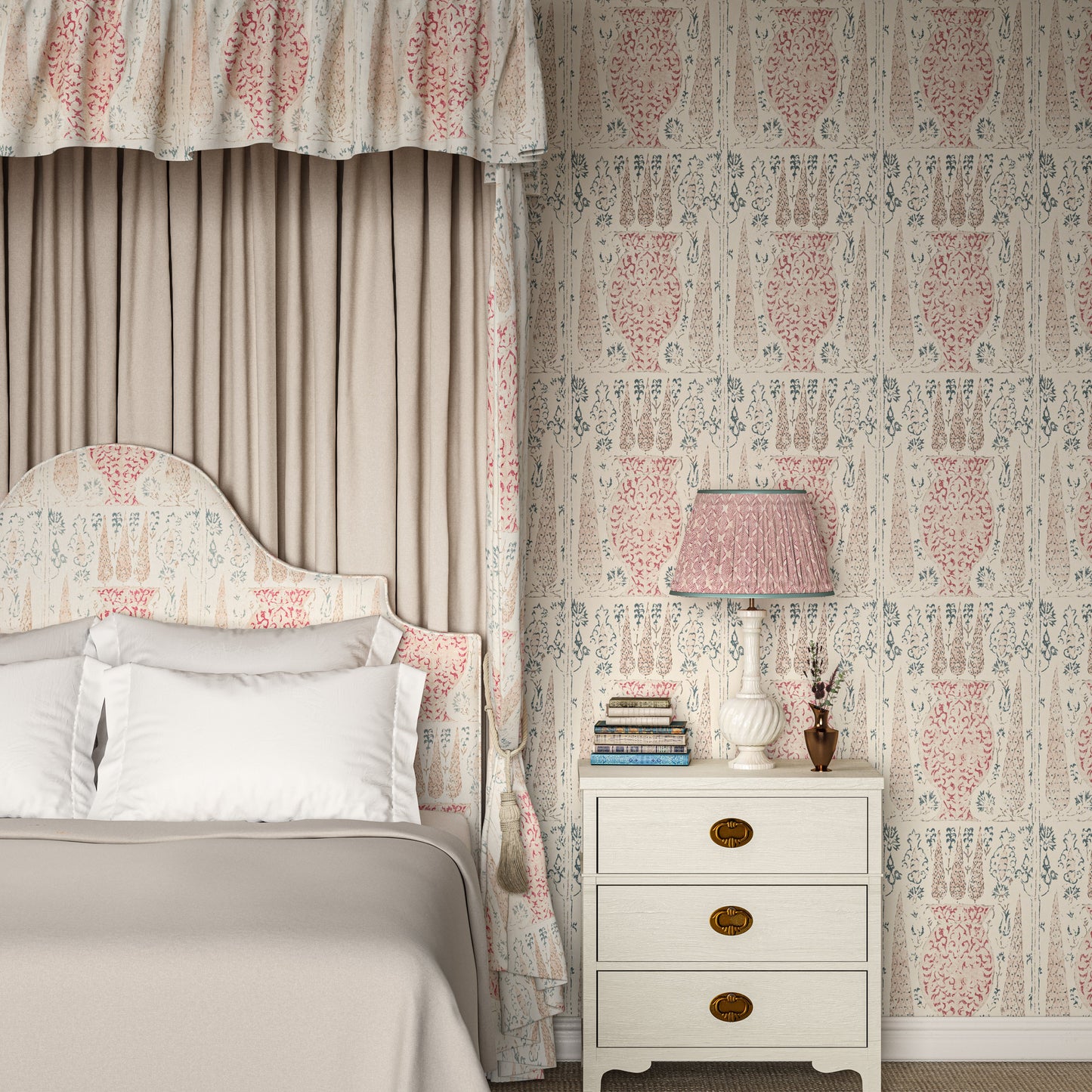 Vasari Blue/Pink Wide-Width Wallpaper