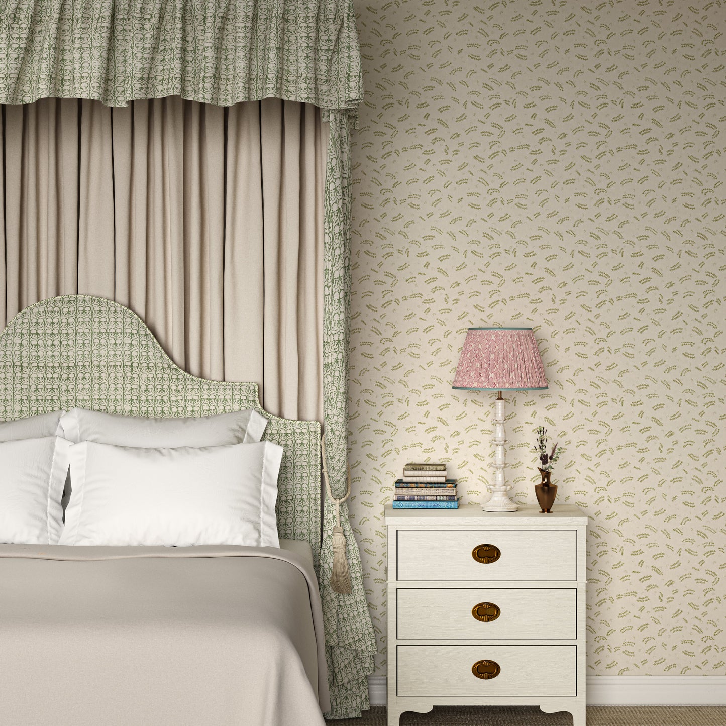 Pasha Sprig Soft Green Wallpaper Roll