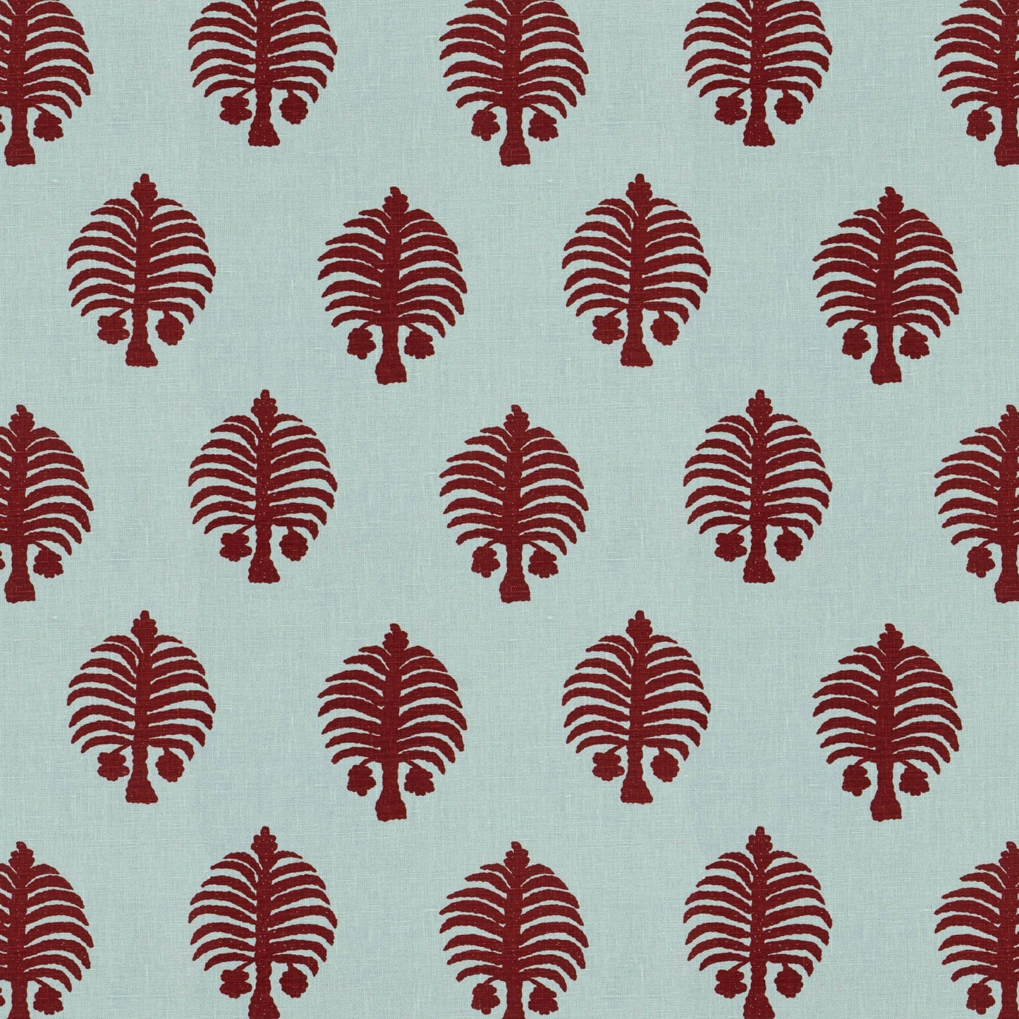 Gobi Red On Blue Fabric