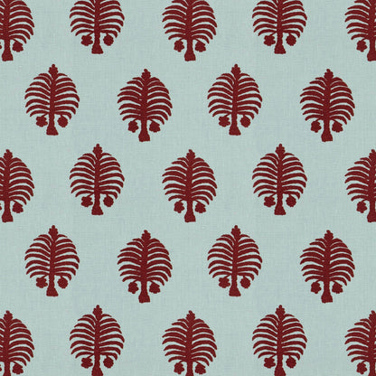 Gobi Red On Blue Fabric