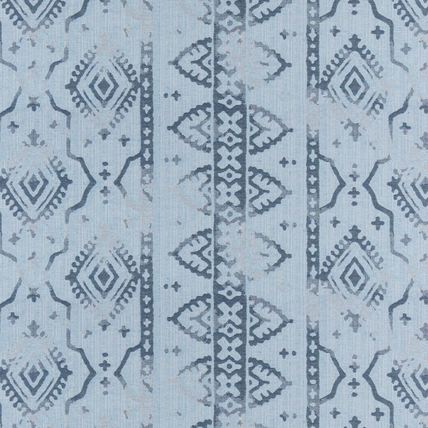 Diamond Border Stripe Blue Fabric