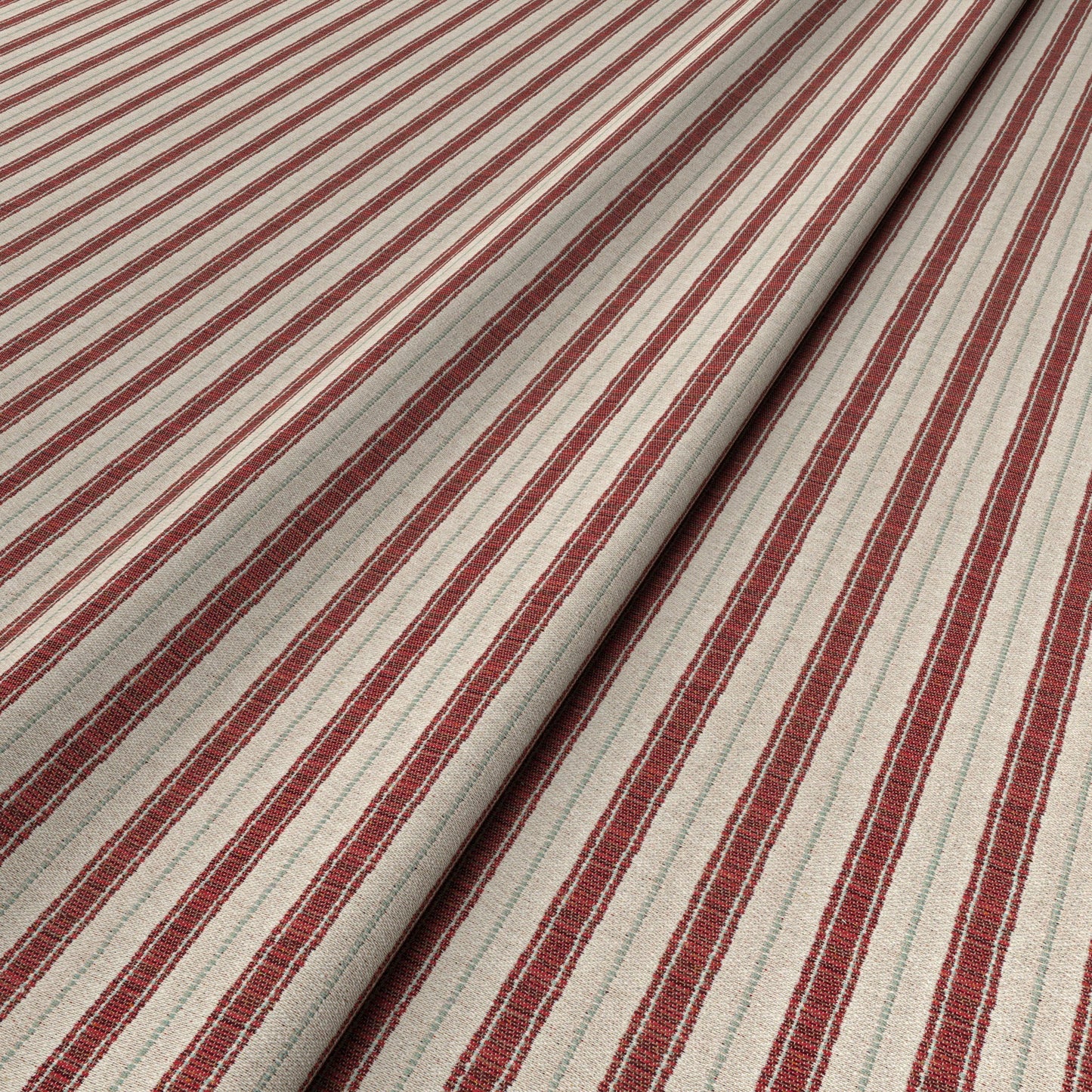 Sketched Stripe Red/Pale Green Fabric