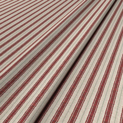 Sketched Stripe Red/Pale Green Fabric