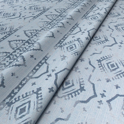 Diamond Border Stripe Blue Fabric