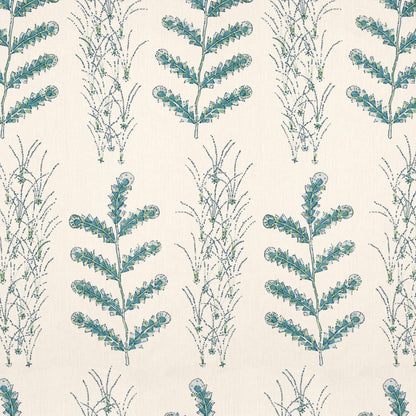 Madras Leaf Teal Fabric