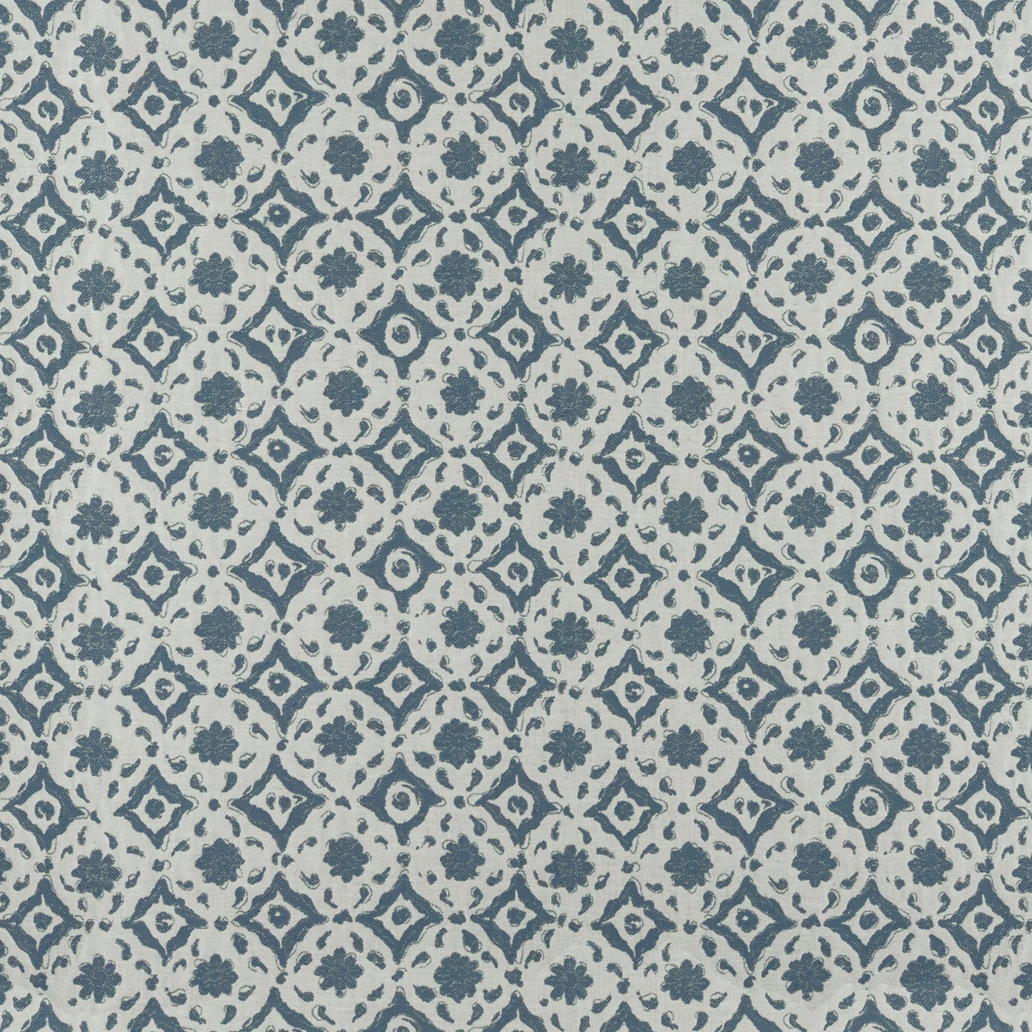 Floral Tile Blue Fabric