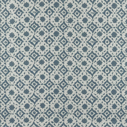 Floral Tile Blue Fabric