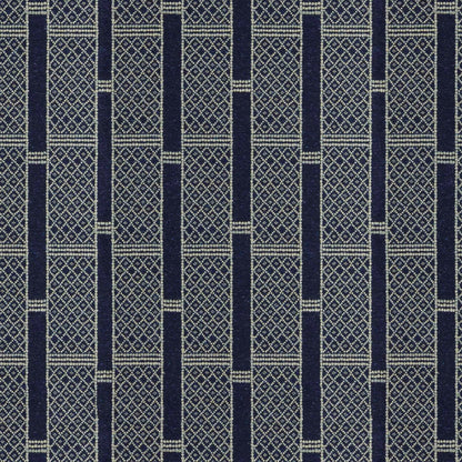 Stripe & Diamonds Indigo Fabric