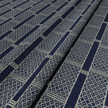 Stripe & Diamonds Indigo Fabric