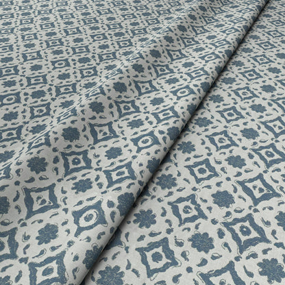 Floral Tile Blue Fabric