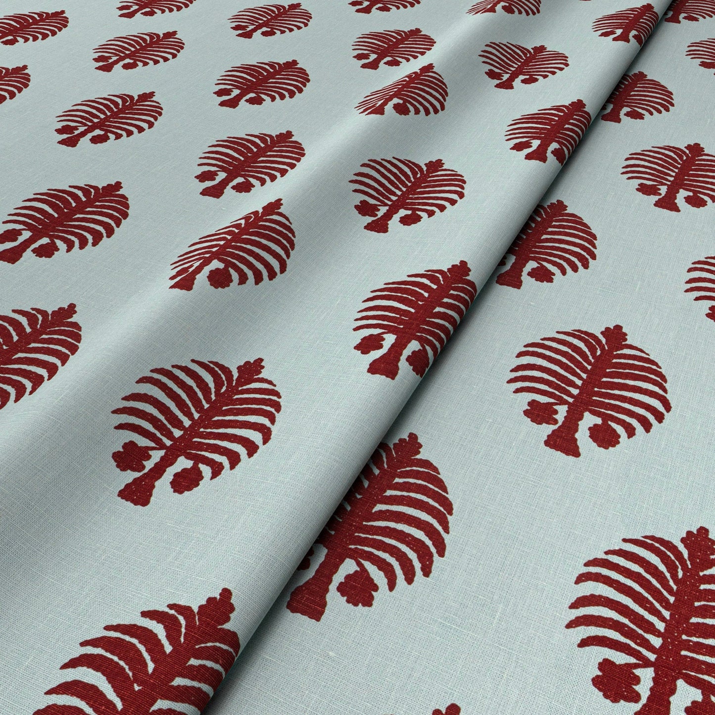 Gobi Red On Blue Fabric