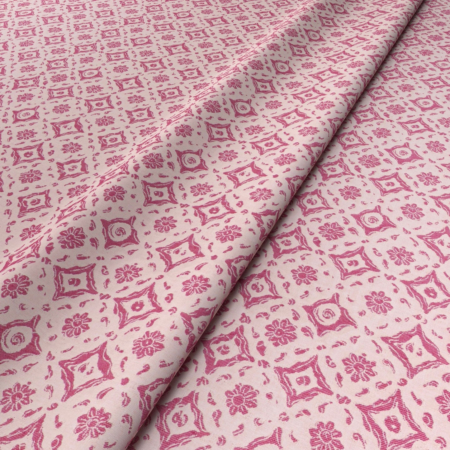Floral Tile Pink Fabric