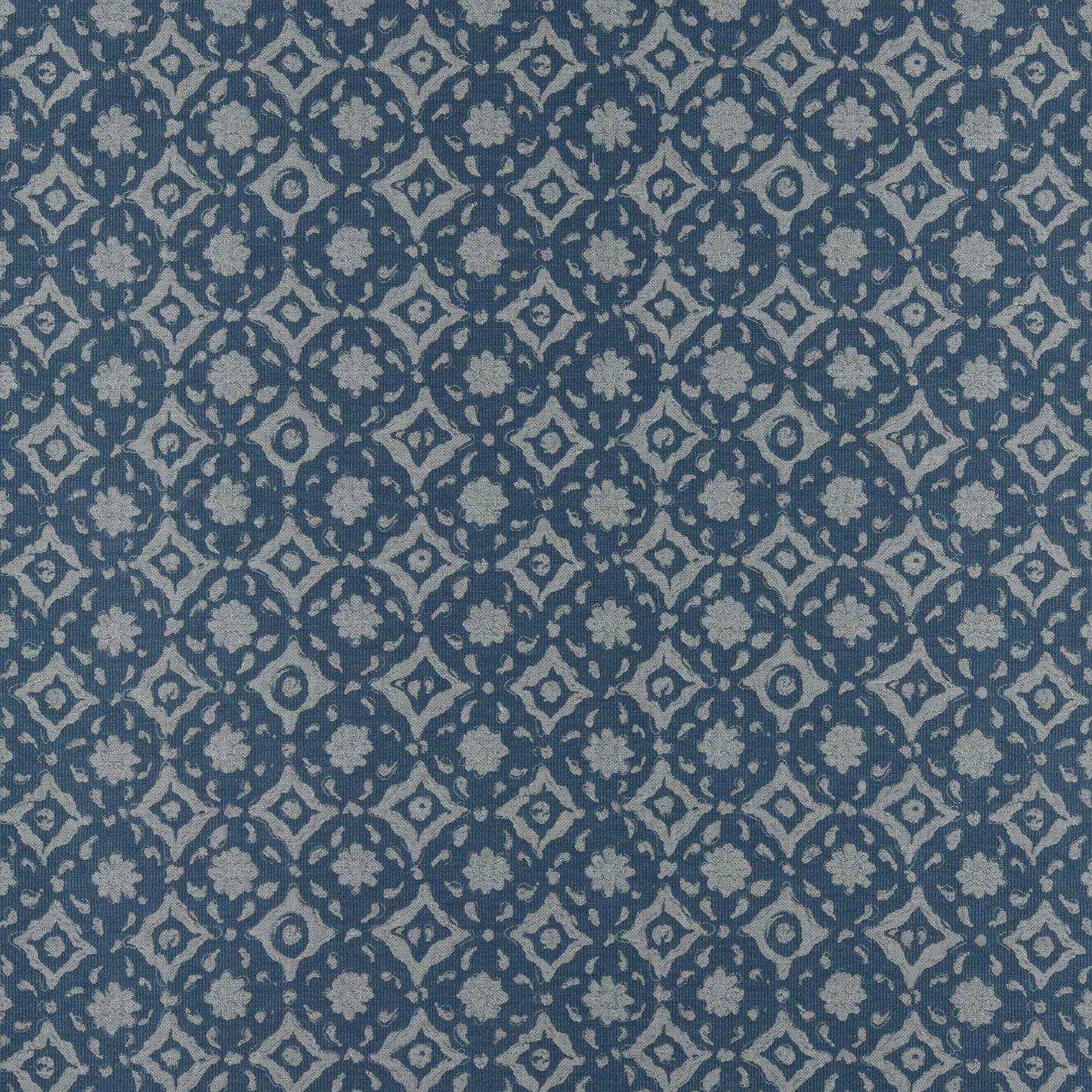 Floral Tile Blue Fabric