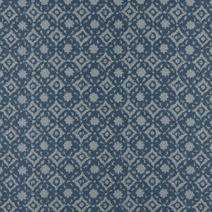 Floral Tile Blue Fabric