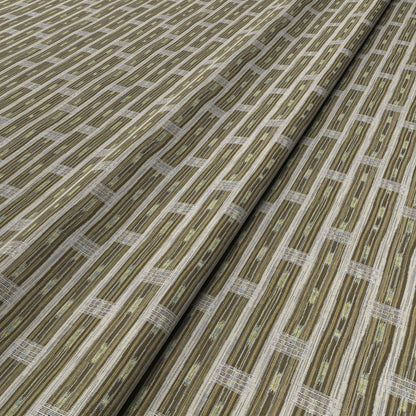Inca Vertical Stripe Olive/Brown Fabric