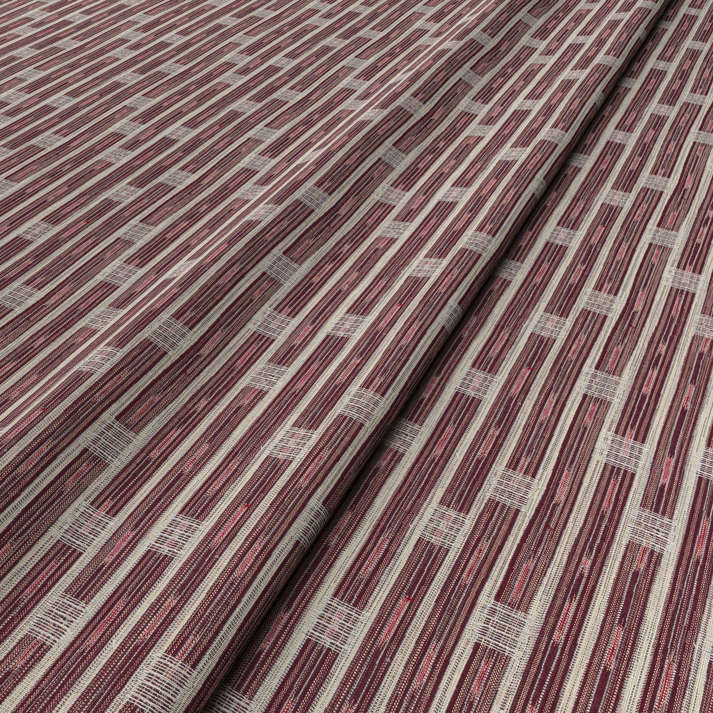 Inca Vertical Stripe Red Fabric