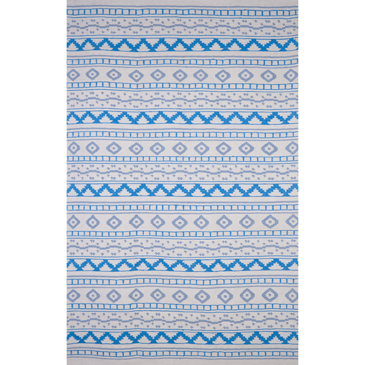 Blue on White Azteca Rug