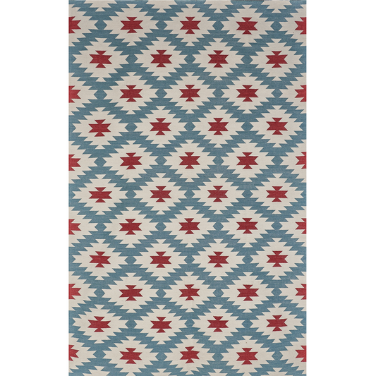 Blue and Red Diamond Rug