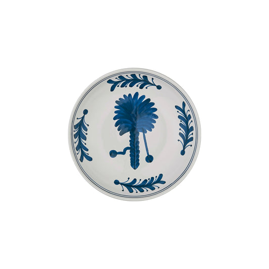 Blue Palm Tree Ceramic Shallow Bowl