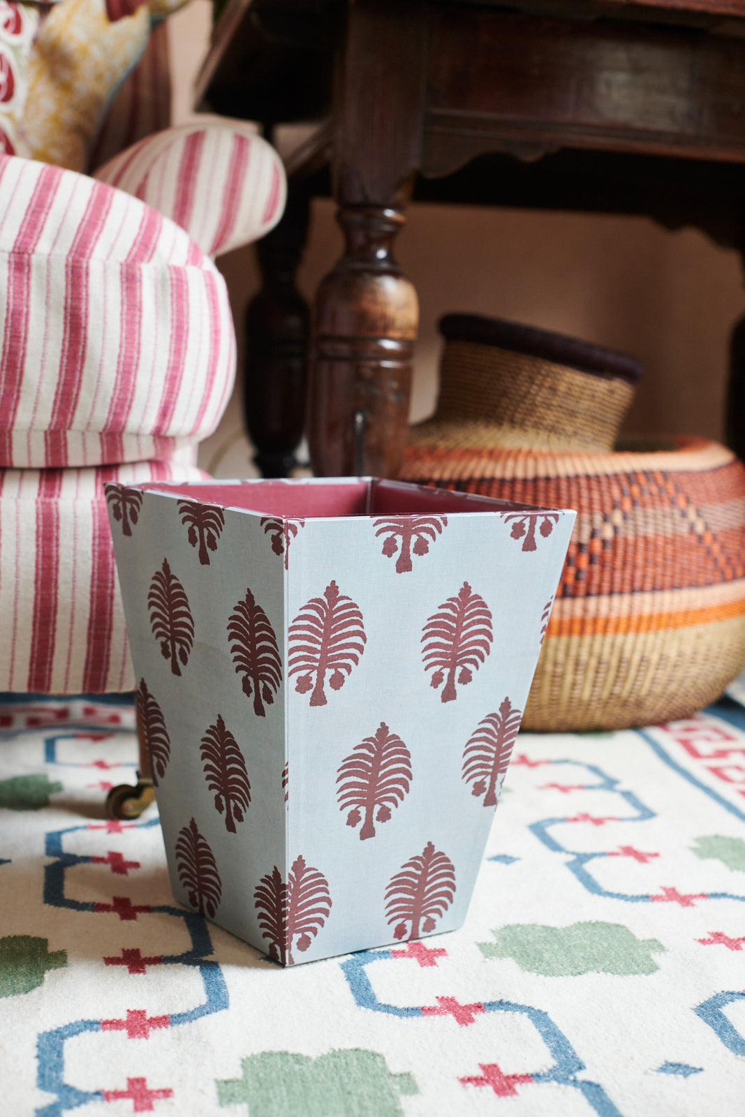 Gobi Red on Blue Waste Paper Basket