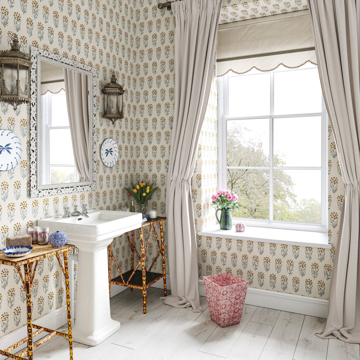 Kalindi Blue Yellow Wide-Width Wallpaper