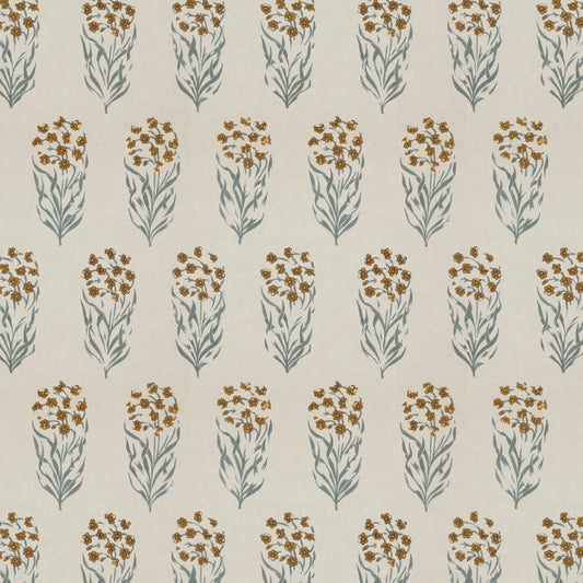 Kalindi Blue Yellow Wide-Width Wallpaper Sample