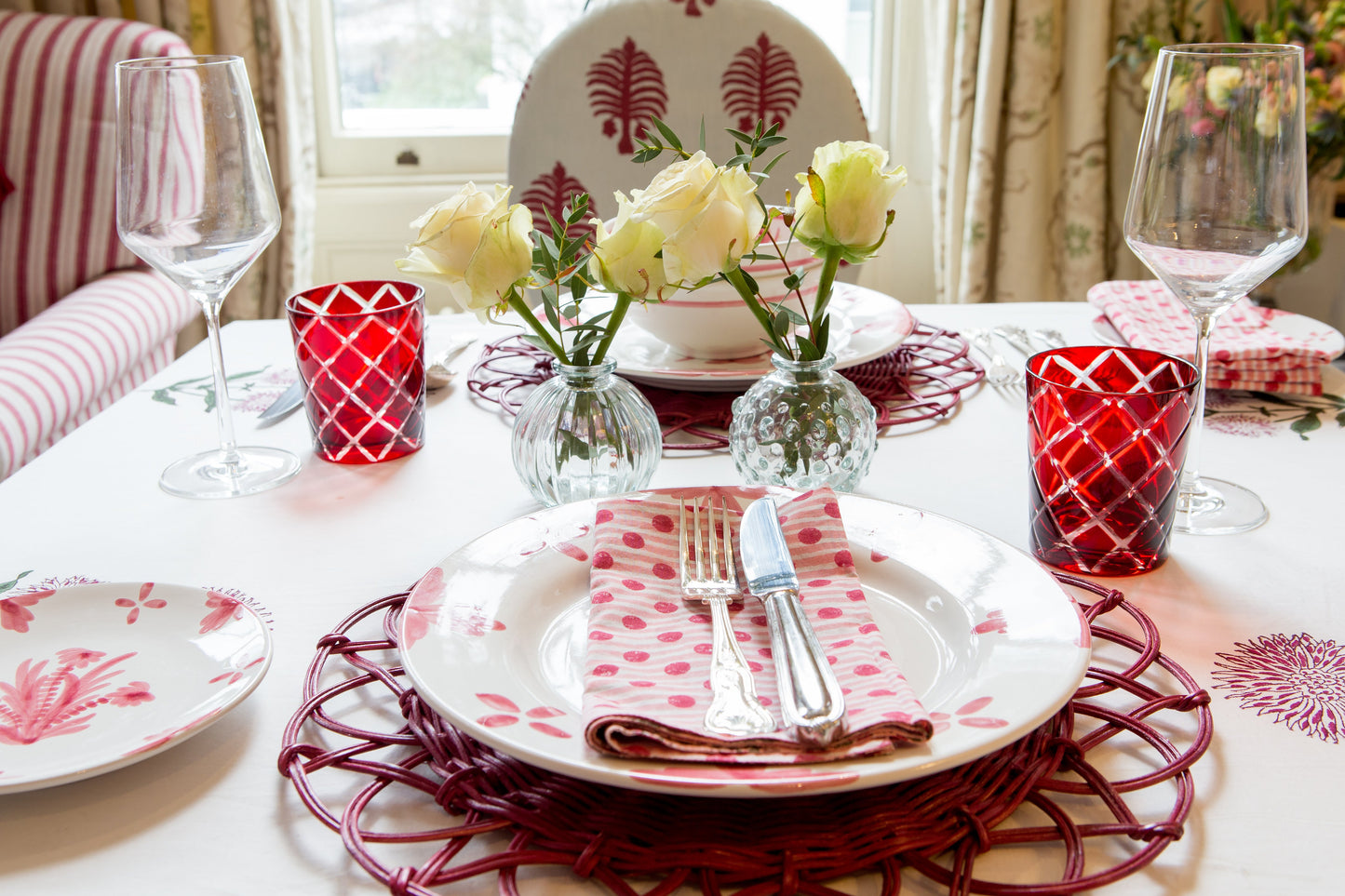 Pink Summer Flower Ceramic Large Plate