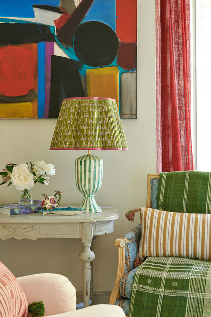 Pink Petal and Sketched Stripe Gold Cushion with Pink and Yellow Tassels