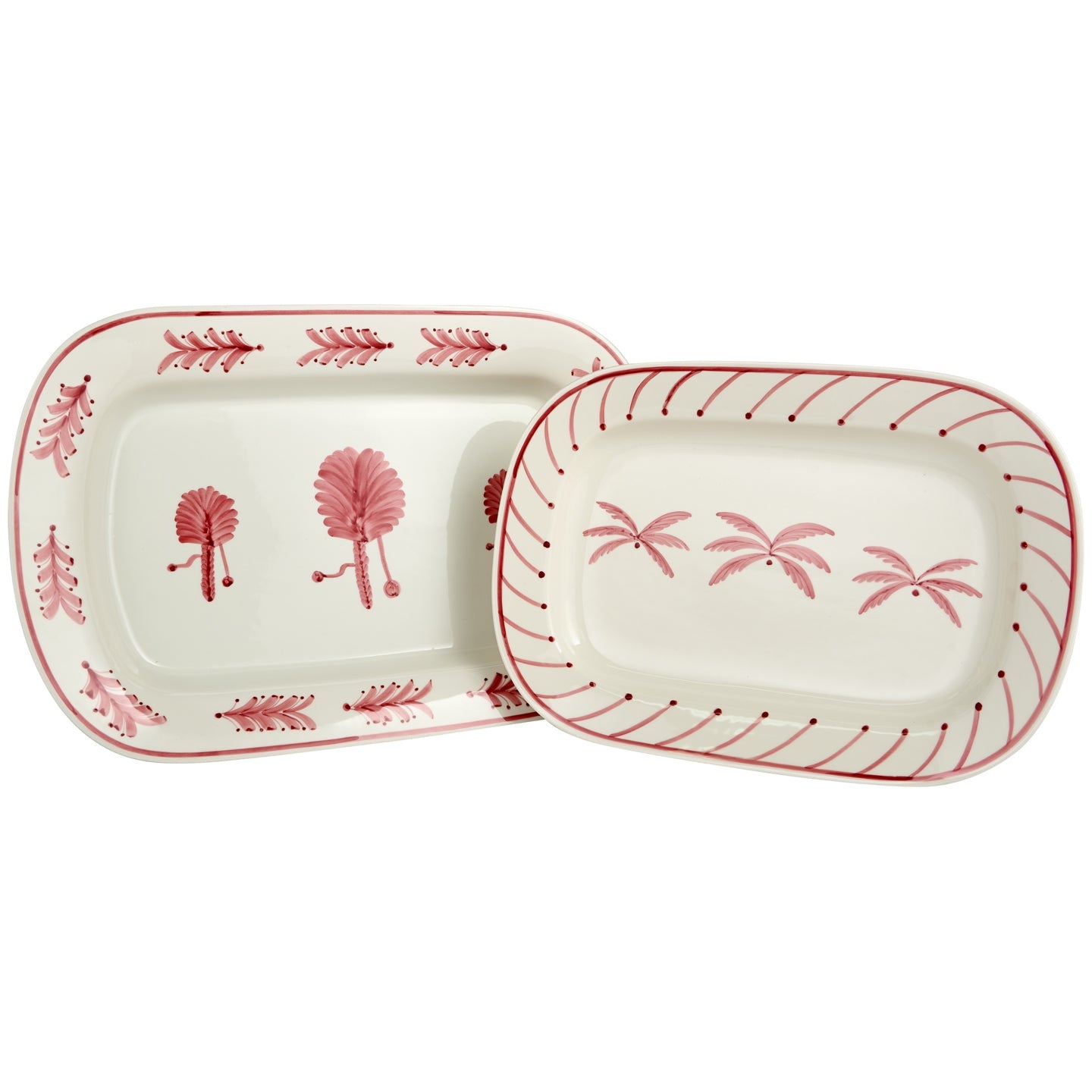 Pink Large Palm Tree Ceramic Serving Platter