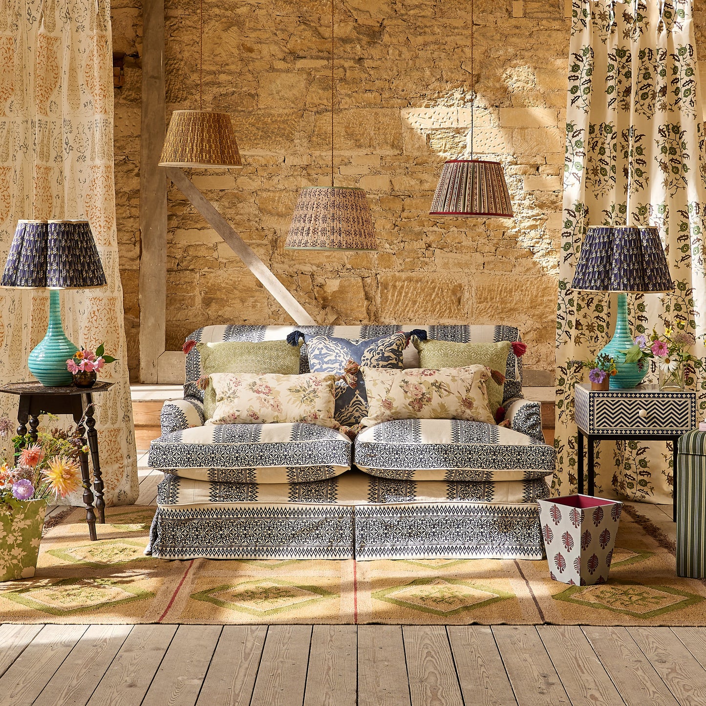 Totem Vertical Stripe Blue Fabric