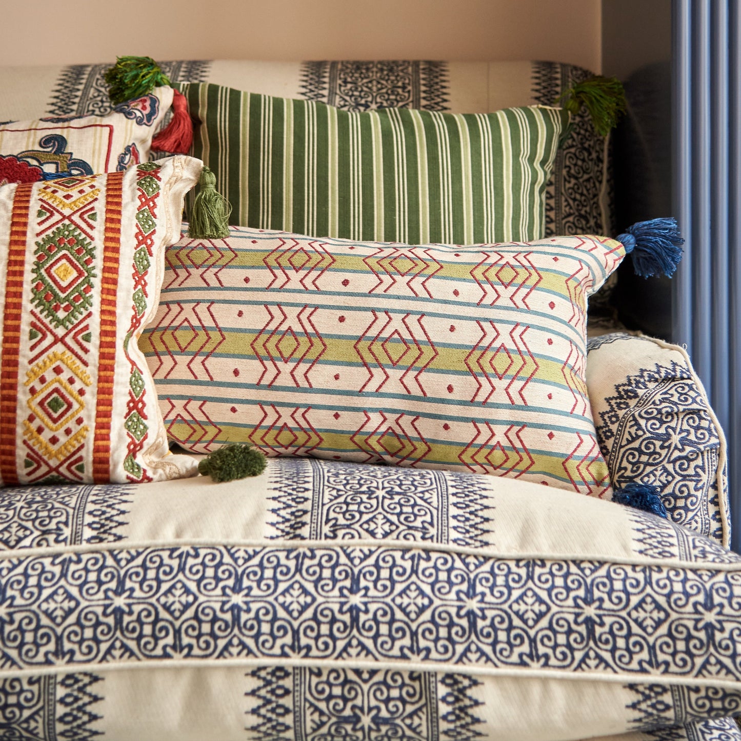 Totem Vertical Stripe Blue Fabric