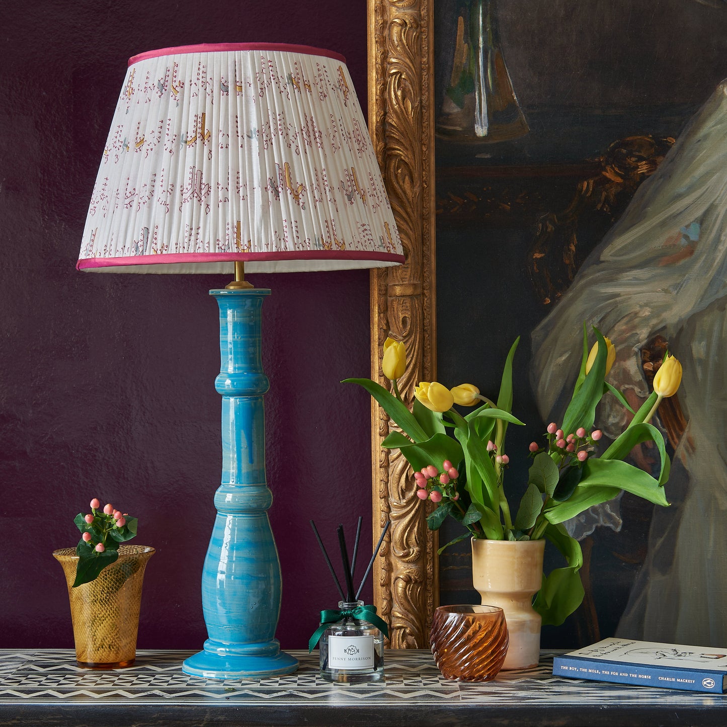 Blue Candlestick Ceramic Lamp Base