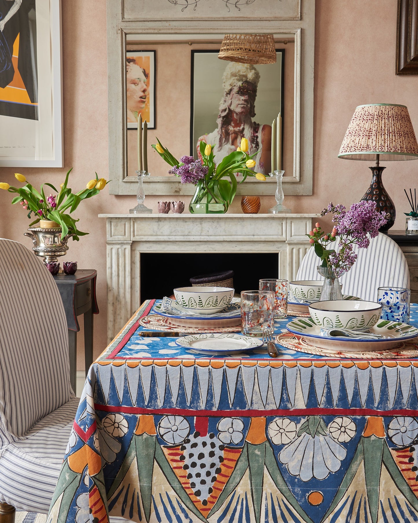 Faiza Tablecloth with Screen Printed Border