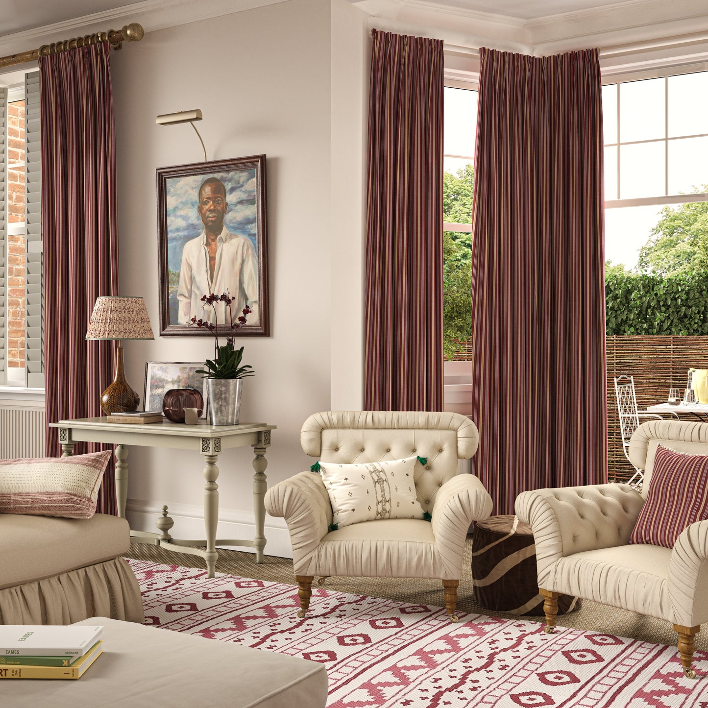 Meknes Stripe Cranberry/Old Gold Fabric