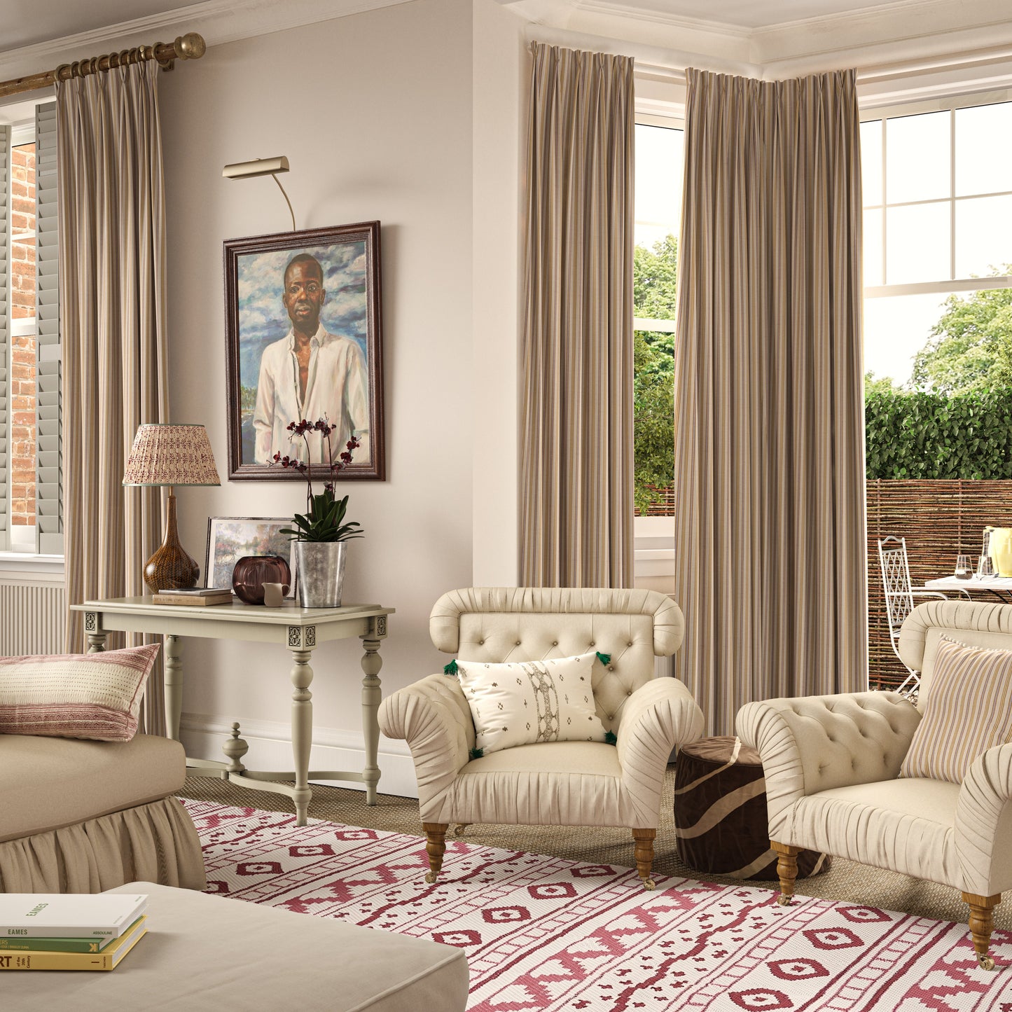 Meknes Stripe Cranberry/Old Gold Fabric
