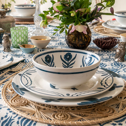 Blue Summer Flower Ceramic Pudding Bowl