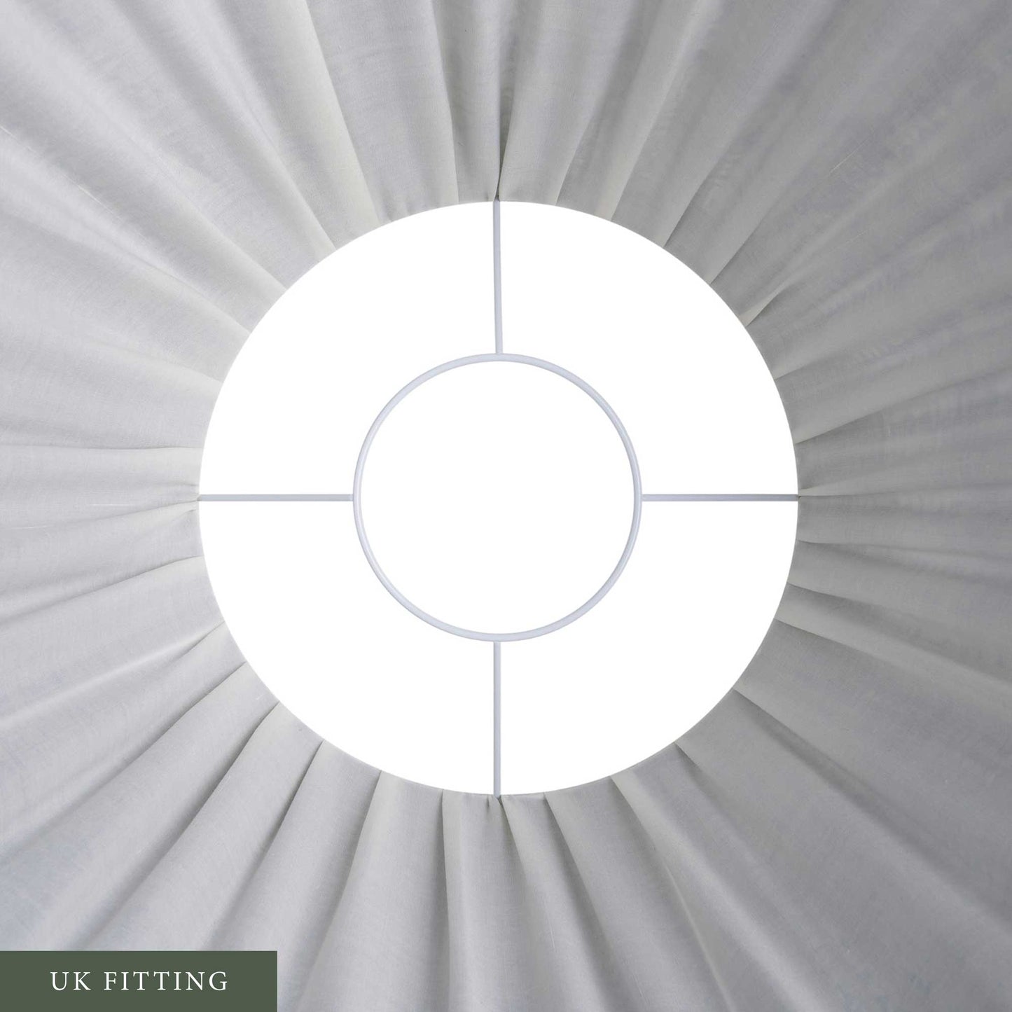 White on Green Tribal Pleated Silk Lampshade with Gold Trim