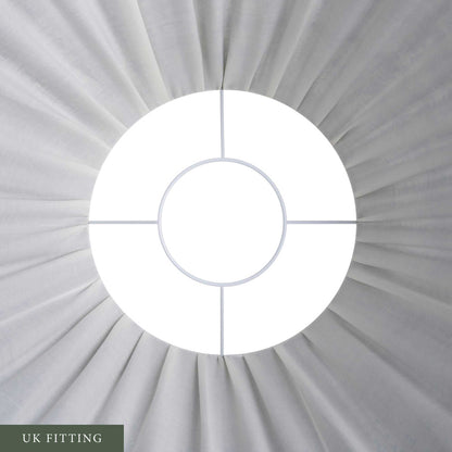 White on Green Tribal Pleated Silk Lampshade with Gold Trim