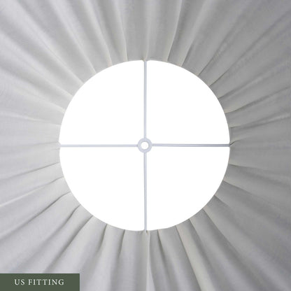 White on Cinnamon Tribal Pleated Silk Lampshade with Red Trim