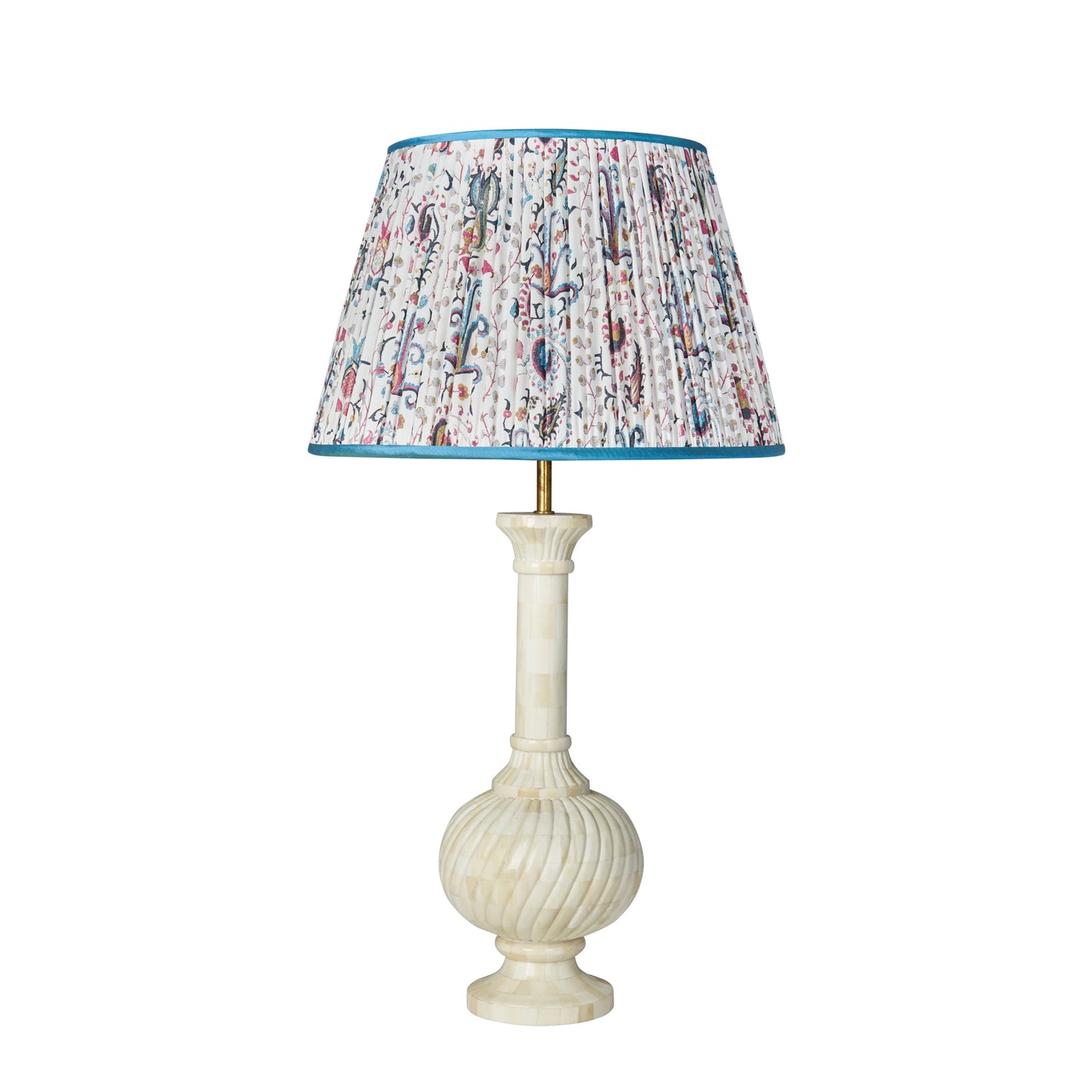 Mughal Lampshade with Light Blue Trim