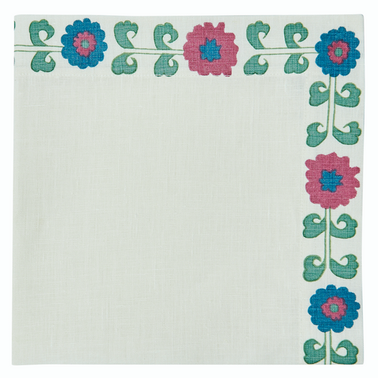 Simla Border Pink and Green Napkins - Set of 4