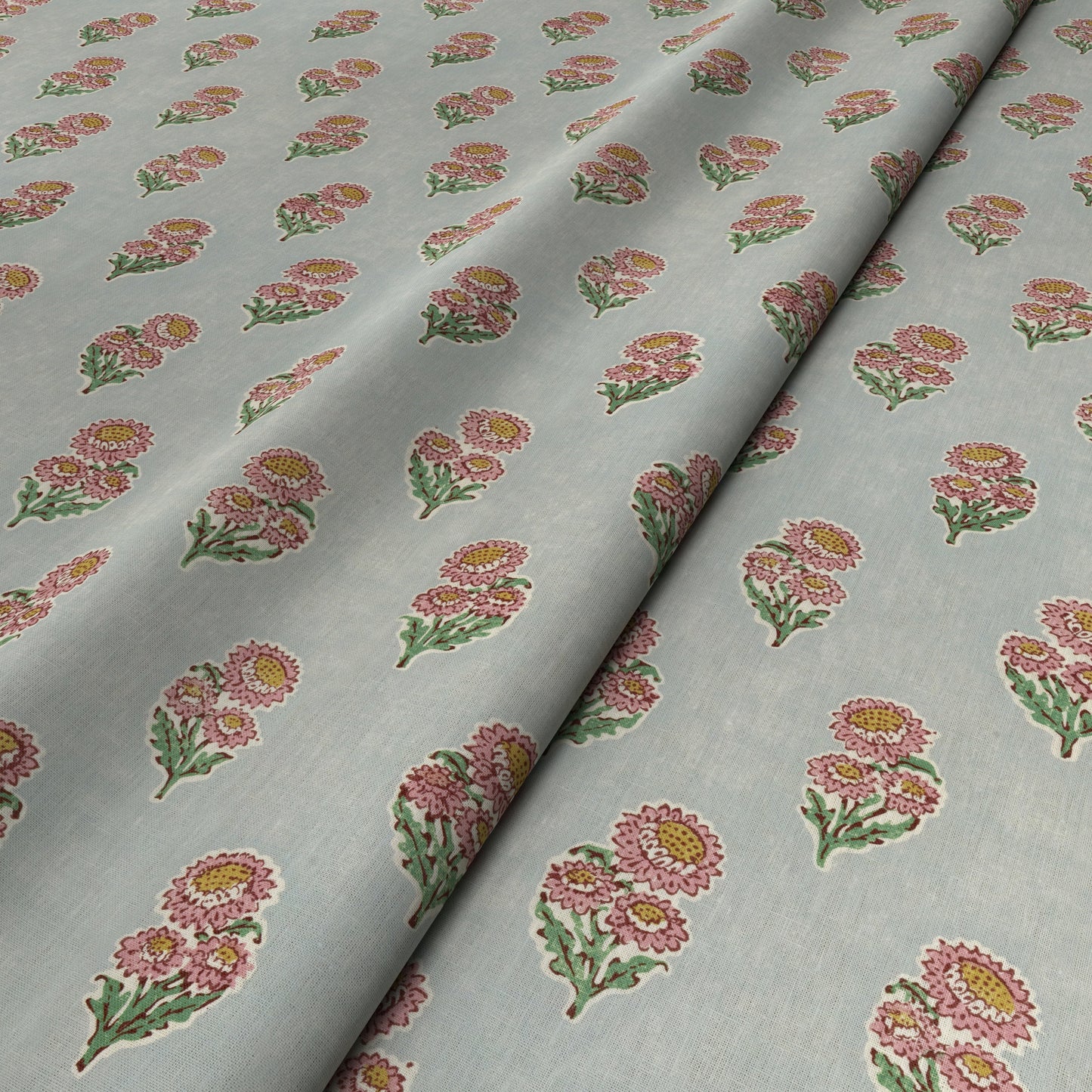 Posy Flower Pink/Blue Fabric